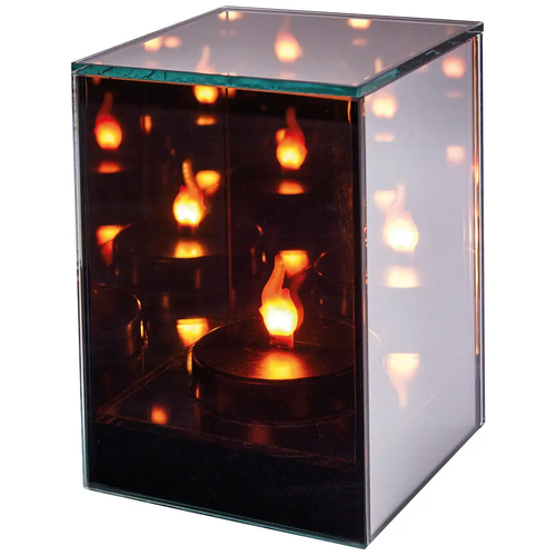 Znicz Szkalny Lampion LED 3D Kwadrat Lustrzany Ruchomy Płomień do Ramki 4600 10 x 10 x 15 cm 