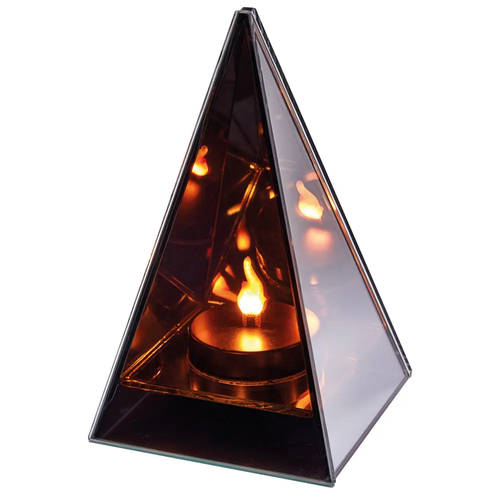 Znicz Szkalny Lampion LED 3D Piramida Lustrzany ruchomy Płomień do Ramki 4617 12 x 12 x 19 cm 