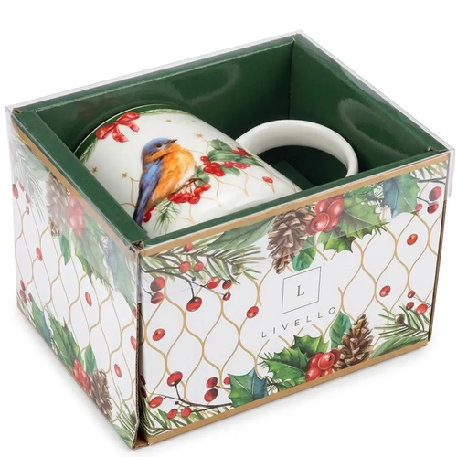 Kubek Świąteczny Porcelanowy z Uchem na Święta Zimowy Ptak CR50-S5 500ml