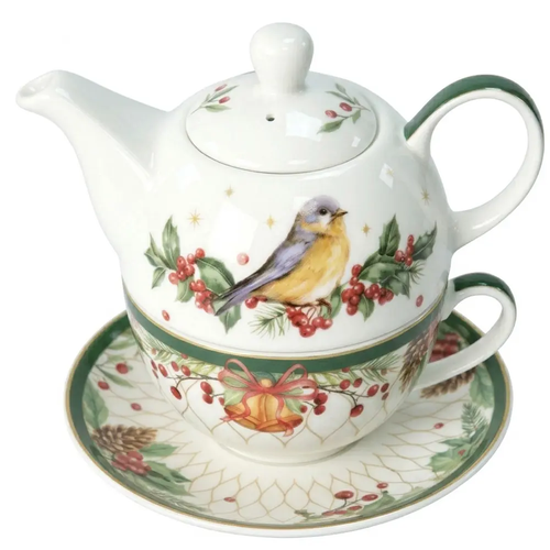 Czajniczek z Filiżanką Porcelanowy Świąteczny na Święta CR5-S5 400ml