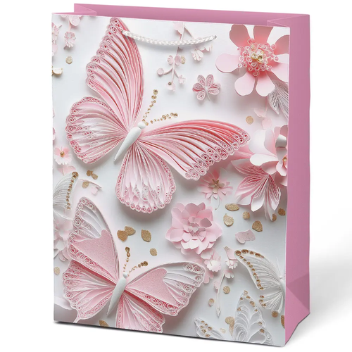 Torba Prezentowa Pionowa Średnia Medium 18x10x23 cm Motyle Kwiaty mix wzór 1 szt.