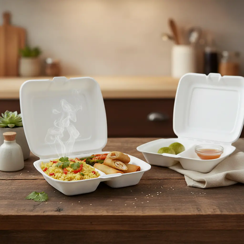 Zdjęcie produktu POJEMNIK OBIADOWY Ekologiczny MENU BOX DWUDZIELNY 23cm x 20,5cm 50szt z TRZCINY bez SUP 2