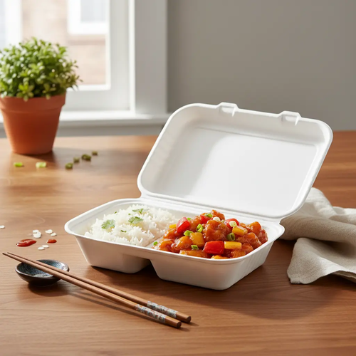 Zdjęcie produktu Pojemnik Obiadowy MENU BOX EKO 2 komorowy 25x16x7 Pulpa Trzcina Cukrowa Na Wynos BEZ SUP 50szt. 2