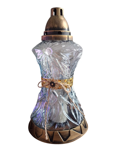 Zdjęcie produktu Znicz szklany Złoty Lampion Nowoczesny 39cm Grube Szkło z wkładem 3