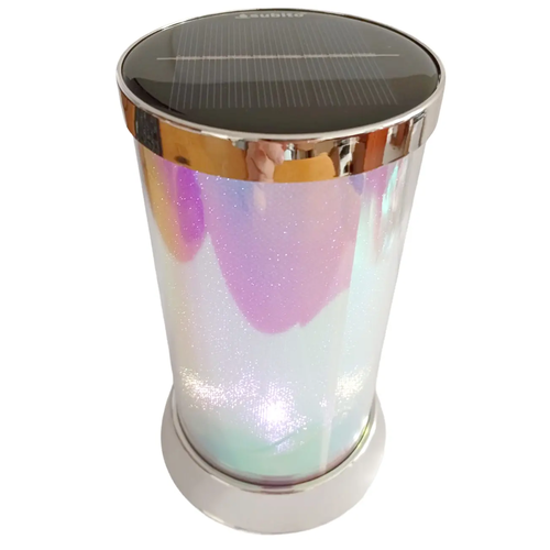 Zdjęcie produktu Znicz solarny LED SL2 SL1 Lampion na cmentarz opal srebrny BZ 16 cm Hybrydowy Czujnik zmierzchu Baterie 2