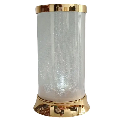 Zdjęcie produktu Znicz solarny LED  SL2 SL1 Lampion na cmentarz white złoty BZ 16 cm Hybrydowy Czujnik zmierzchu Baterie 3