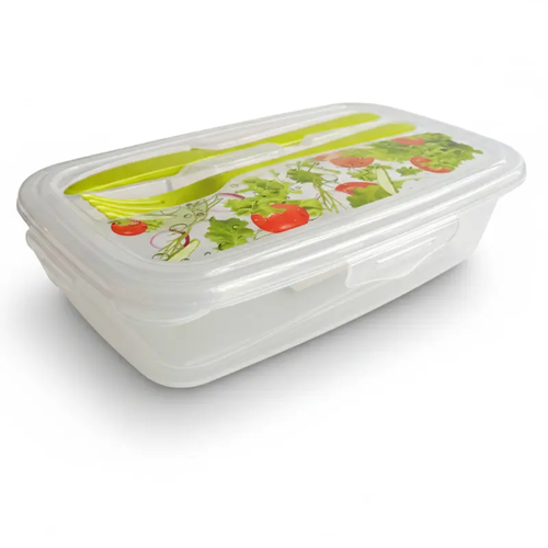 Zdjęcie produktu Lunchbox obiadowy Hega pojemnik na sałatkę ze sztućcami bpa free 1L 3