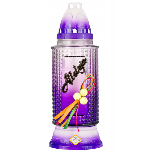 Zdjęcie produktu Znicz wielkanocny szklany na grób Alleluja z wkładem mix kolorów 30 cm 3
