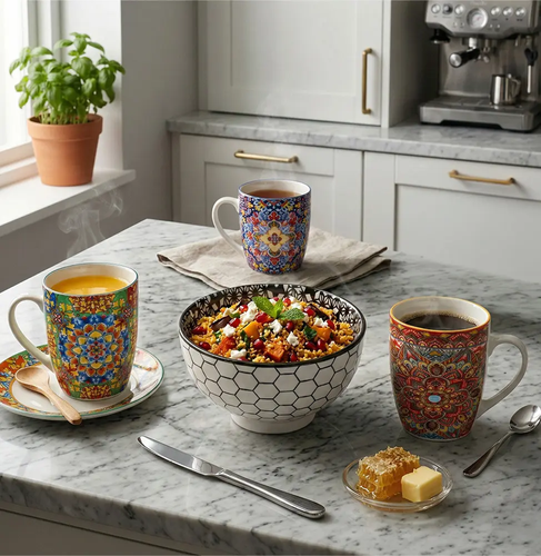 Zdjęcie produktu Kubek porcelanowa do kawy herbaty duży ucho napoje 350 ml 2
