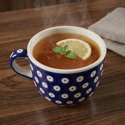 Zdjęcie produktu Filiżanka ceramiczna do kawy i herbaty Bolesławiec kropki retro 350 ml 2