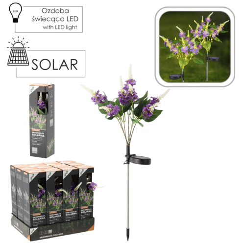 Zdjęcie produktu Dekoracja Solarna Ogrodowa Kwiat Ostróżka 30 led ciepła biała 68 cm 6
