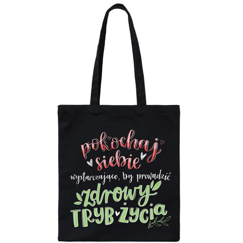 Zdjęcie produktu Torba Bawełniana na zakupy duża czarna Kukartka z nadrukiem ekologiczna mocna plastyczna mix kolor 1 szt. 4
