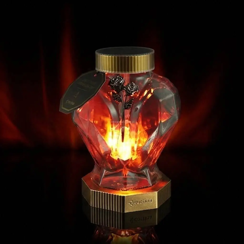 Zdjęcie produktu Znicz solarny szklany serce led złota róża 22 cm 2