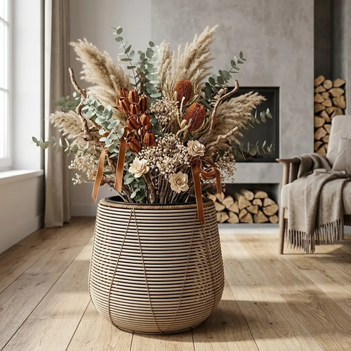 Zdjęcie produktu Donica Rattanowa z Wkładem Tipi Duża Tarasowa Ogrodowa Kwietnik 36-40 x 42cm 2