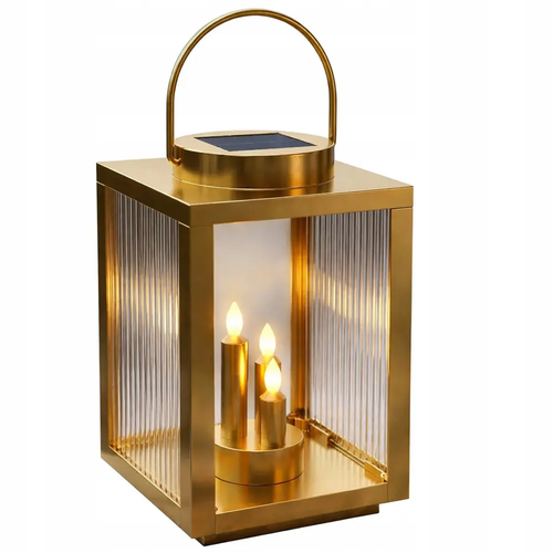 Zdjęcie produktu Znicz Solarny na Cmentarz Duży Złoty Latarnia LED Całoroczny XXL 28cm 4