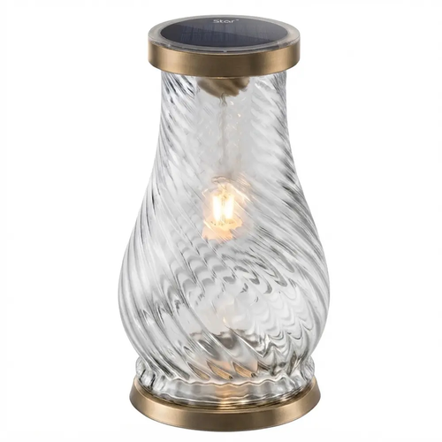 Zdjęcie produktu Znicz Solarny Szklany Santa Marozza Amsterdam na grób elegancki Złoty Dekiel 33cm 7
