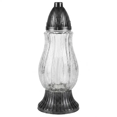Zdjęcie produktu Znicz Szklany na Cmentarz Lampion Flakonik Mrożony 31cm na Wkład Led lub Parafinowy 2