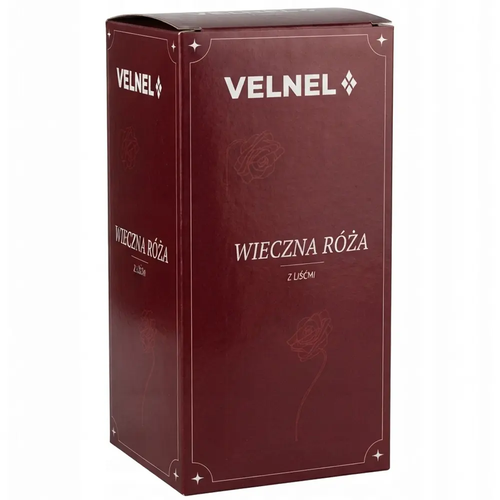 Zdjęcie produktu Wieczna Róża Różowa z Łańcuchem LED z Liśćmi w Kopule na Prezent Dzień Kobiet Walentynki 21 cm 2