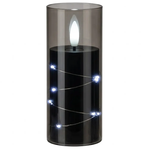 Zdjęcie produktu Znicz Wkład Świeca LED Czarno Biała Tuba z Łańcuszkiem LED z Bateriami 5,5 x 12,5 cm 3