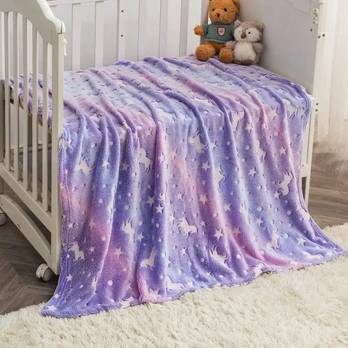 Zdjęcie produktu Koc dla Dziewczynek Fioletowy Świecący w Ciemności dla Dzieci Miękki Gwiazdki 150 x 200 cm 3