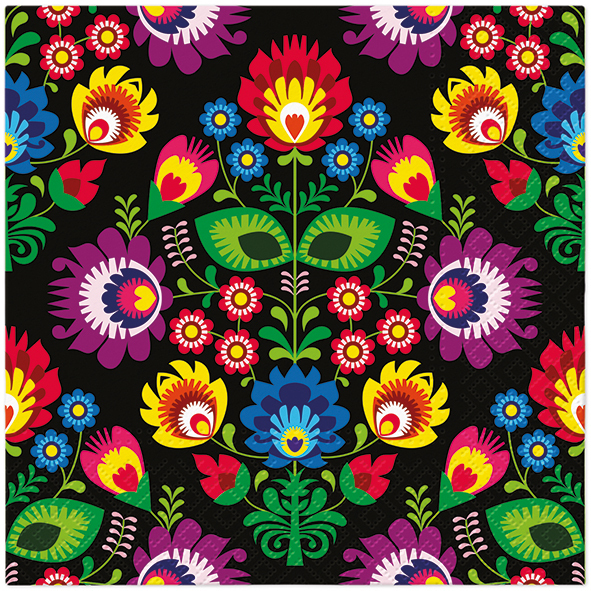 Zdjęcie produktu Serwetki 33x33 Decoupage Folkowy styl czarny 20 szt.