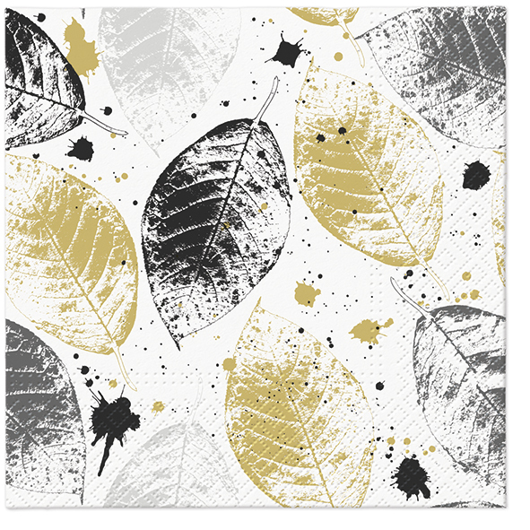 Zdjęcie produktu Serwetki 33x33 Decoupage Leaves Print Gold 20szt.
