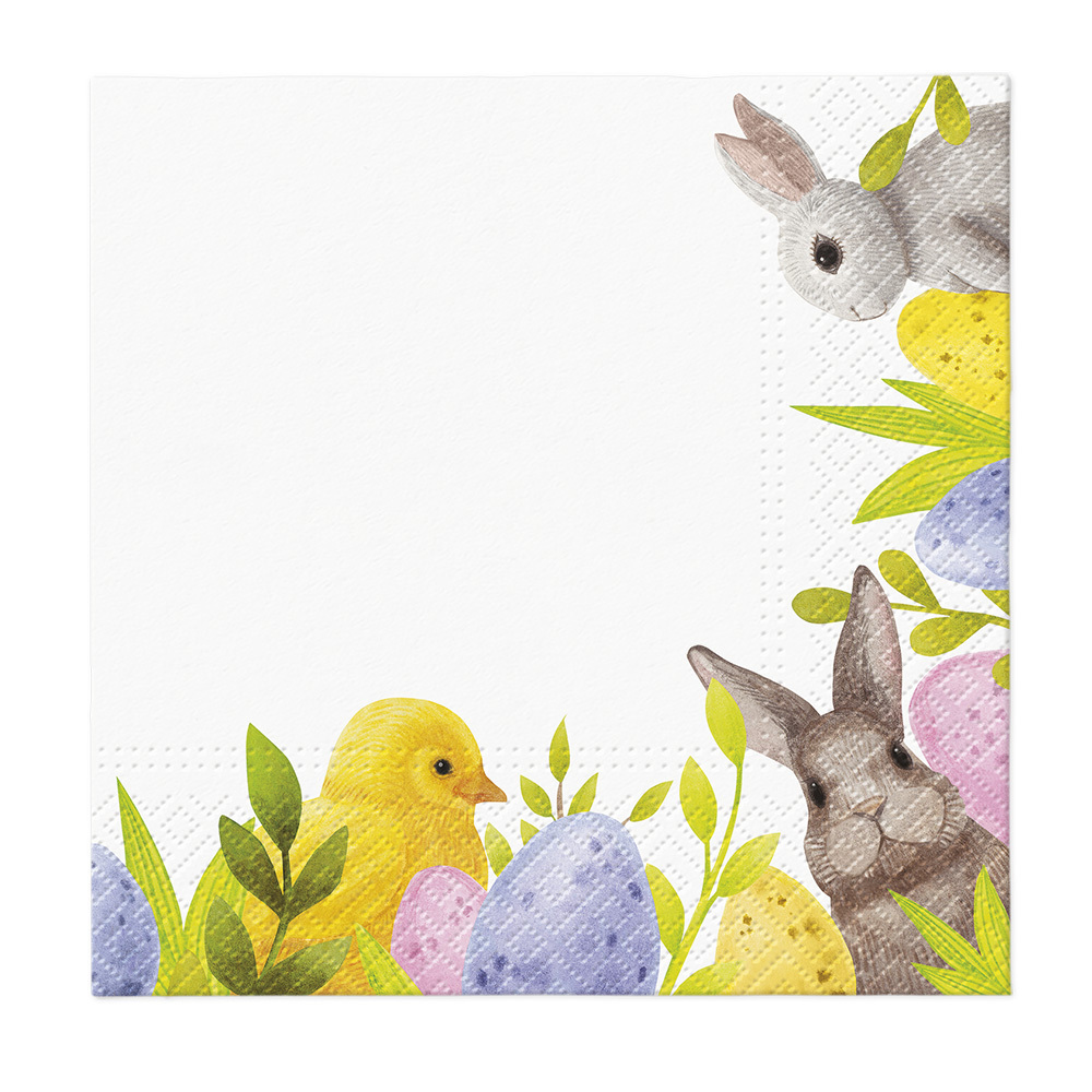 Zdjęcie produktu Wielkanocne Serwetki Bunny Corner a'20 – 3-warstwowe, 33x33 cm