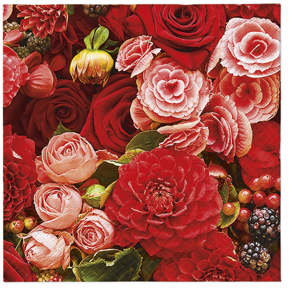 Zdjęcie produktu Serwetki 33x33 Decoupage Czerwony bukiet 20 szt.