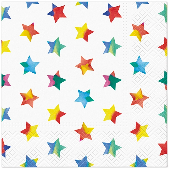 Zdjęcie produktu Serwetki 33x33 Decoupage Rainbow Stars 20szt.