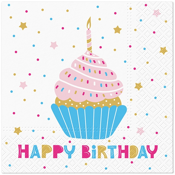 Zdjęcie produktu Serwetki 33x33 Decoupage Birthday Muffin 20szt.