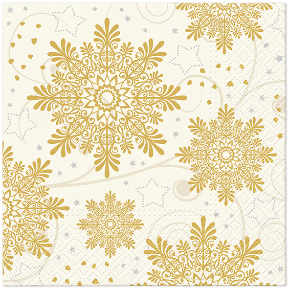 Zdjęcie produktu Serwetki 33x33 Decoupage Snowflakes Gold 20szt.