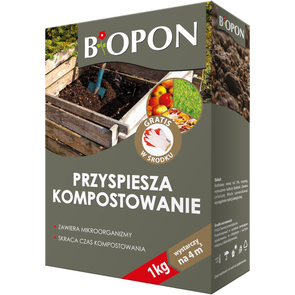 Zdjęcie produktu BOPON - preparat przyspieszający kompostowanie 1kg + rękawiczki gratis