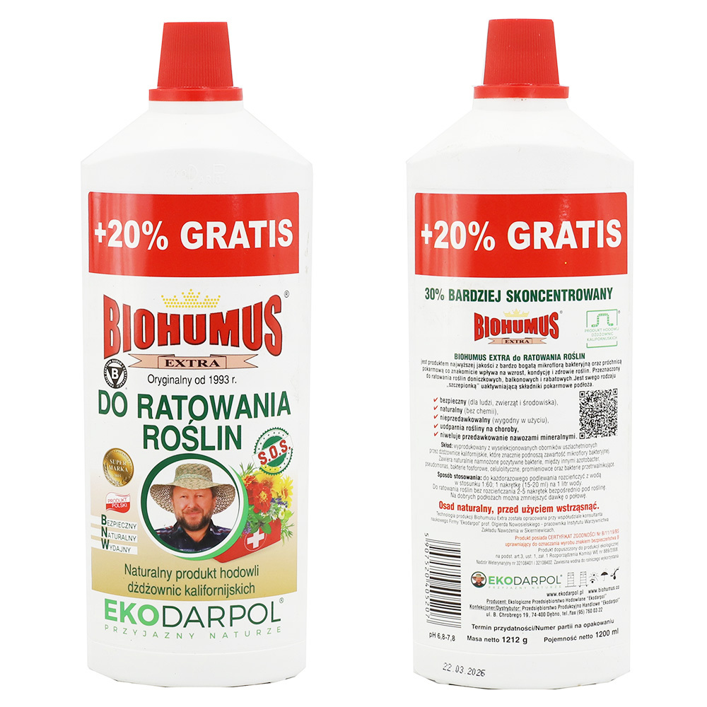 Zdjęcie produktu EKODARPOL BIOHUMUS EXTRA SOS do ratowania roślin 1l + 20% gratis