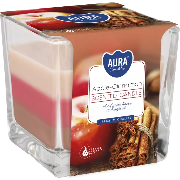 Zdjęcie produktu Świece zapachowa trójkolorowe w szkle SNK80-87 Jabłko-Cynamon
