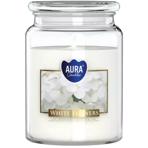 Zdjęcie produktu Duża Świeca Zapachowa z Wieczkiem Aura SN99-179 Białe kwiaty