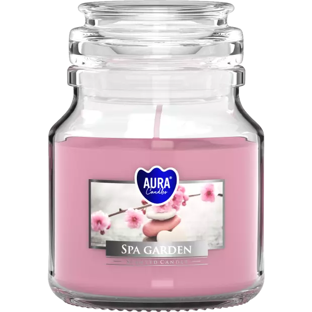 Zdjęcie produktu Mała Świeca w Szklanym Słoiczku z Wieczkiem SND71-254 – Aromat Ogród SPA