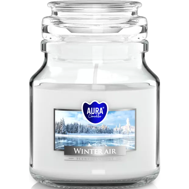 Zdjęcie produktu Mała Świeca w Szklanym Słoiczku z Wieczkiem SND71-375 – Aromat Zimowe Powietrze