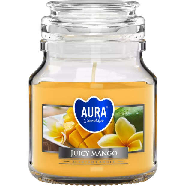 Zdjęcie produktu Mała Świeca w Szklanym Słoiczku z Wieczkiem SND71-475 – Soczyste Mango