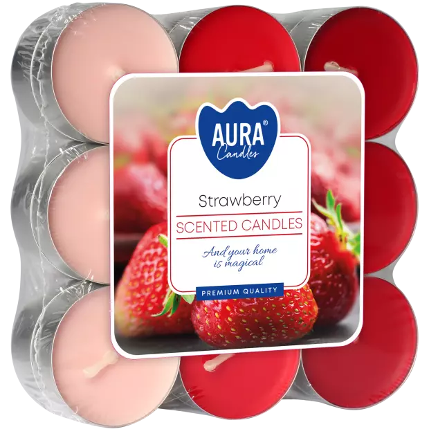Zdjęcie produktu Małe świece tealighty z aromatem Truskawki P15-18-73 – 18 sztuk