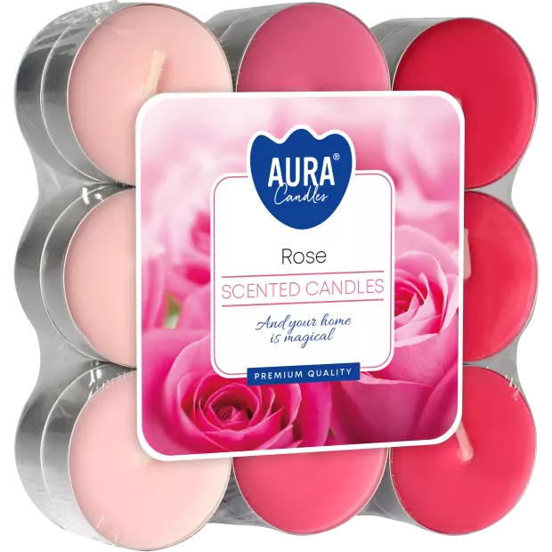 Zdjęcie produktu Małe świece tealighty z aromatem Róży P15-18-78 – 18 sztuk