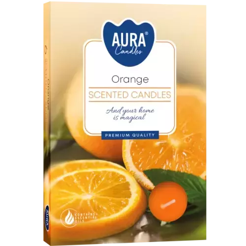 Zdjęcie produktu Małe świece tealighty z aromatem Pomarańczowym P15-63– 6 sztuk