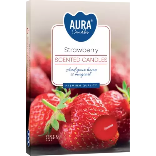 Zdjęcie produktu Małe świece tealighty z aromatem Truskawkowym P15-73– 6 sztuk