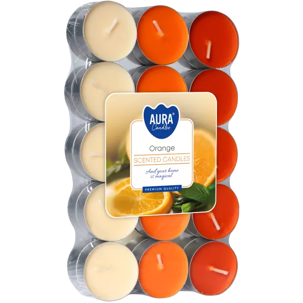 Zdjęcie produktu Małe świece tealighty P15-30-63 – Pomarańczowe, 30 szt.