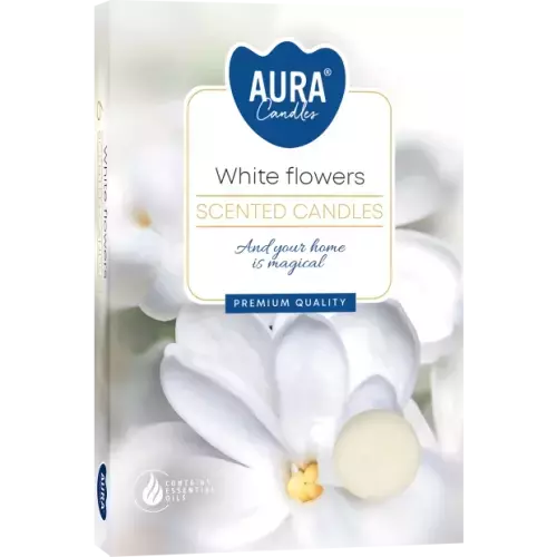 Zdjęcie produktu Małe świece tealighty z aromatem Białych kwiatów P15-179– 6 sztuk