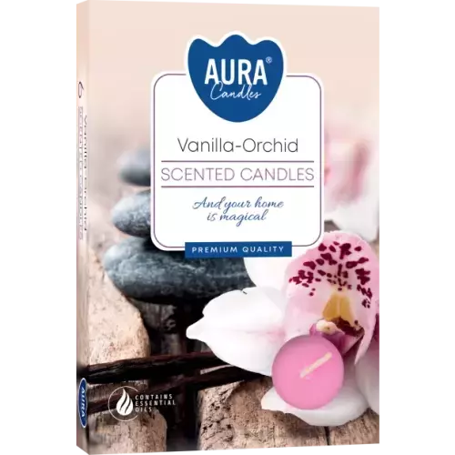 Zdjęcie produktu Małe świece tealighty z aromatem Wanilii i Orchidei P15-184– 6 sztuk