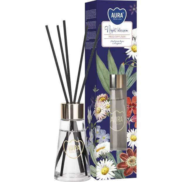Zdjęcie produktu Dyfuzor zapachowy z patyczkami Odświeżacz powietrza Aura AD-001-65 Nocny Kwiat 50 ml