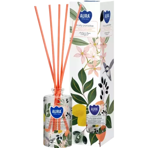 Zdjęcie produktu Dyfuzor zapachowy z patyczkami Odświeżacz Aura DZ45S-344 Pomaranczowy - Owocowy Raj 45 ml