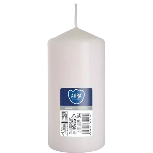 Zdjęcie produktu Świeca walec bezzapachowa dekoracyjna biała słupek 12 cm 38h sw60/120-090