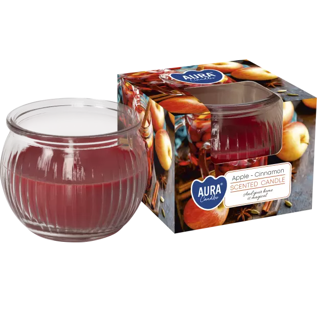 Zdjęcie produktu Świeca zapachowa w karbowanym szkle SN69-87 Jabłko & Cynamon