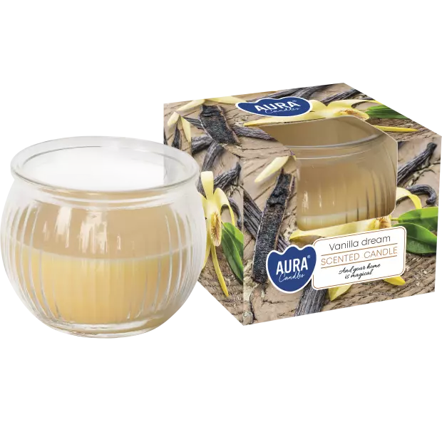 Zdjęcie produktu Świeca zapachowa w karbowanym szkle SN69-349 Waniliowe marzenie 